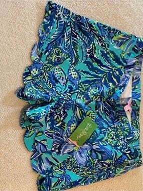 Lilly Pulitzer Blue, Teal & Navy Tropical Print Skirt